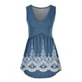 thumbnail image 4 of Gifts Usmixi Womens Tank Tops Beach High Waist Pleated Hem Ladies Fashion Tunic Shirts Summer Trendy Floral Print V-Neck Sleeveless Shirts Blouse Navy s, 4 of 5