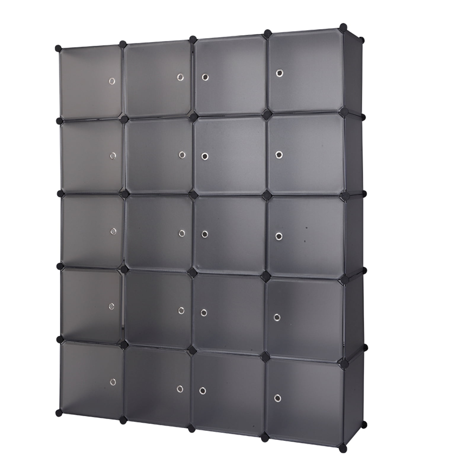 20 Cube Organizer Stackable Plastic Cube Storage Shelves Modular Closet Cabinet with Hanging Rod. Gray
