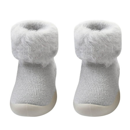 

Socks Slipper Girls Kids Solid Knit Stocking Soft Warm Shoes Toddler Boys Sole Rubber Shoes