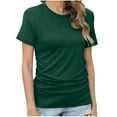 thumbnail image 2 of Symoid Womens Crewneck Tunic Tee,Short Sleeves T shirts for Women,Ladies Oversized Solid Top, Green Size 8, 2 of 9