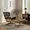 Black, variant on Cottinch Mid Century Chaise Lounge Chair and Ottoman, Modern Accent Chair Upholstered Swivel Armchair for Living Room Office, Top Grain Leather, Wood Frame, Meatal Base, Walnut Black