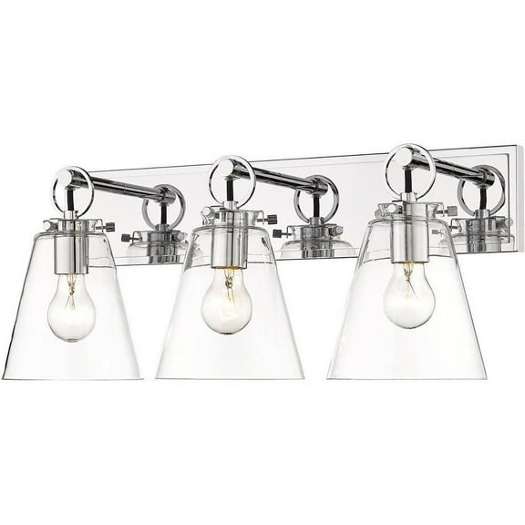 3 Light Vanity Light Fixture in Transitional Style-10 inches Tall and 23 inches Wide-Chrome Finish Bailey Street Home 372-Bel-4652284