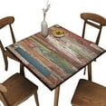 thumbnail image 3 of Elastic Tablecloth Square Fits Tables up to 52", Wooden Print Waterproof Fitted Table Cloth, Polyester Wipeable Table Cover for Picnic Party, 3 of 5