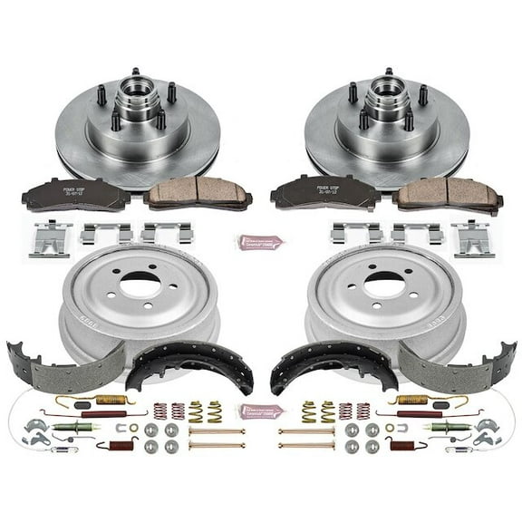 Front and Rear Brake Pad Rotor Shoe Drum Kit - Compatible with 1998 - 2002 Ford Ranger RWD 1999 2000 2001