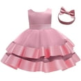 thumbnail image 4 of Girls' Summer New Sleeveless Ruffled Lace Round-Neck Embroidery Mesh Princess Bow Skirt 2024 Casual Dresses For Girl Mini Dress, 4 of 7
