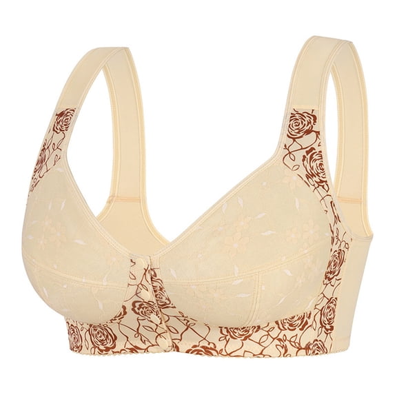 Aofany Women's Front Button Closure Bra Comfort Full-coverage Bra Senior Front-Closing Wirefree Bra, 40B/C-48B/C
