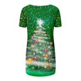 thumbnail image 4 of Camiseta Impresa con Cuello en V de Manga de Raglan de la Parte Trasera Larga Delantera Corta de las Mujeres de Navidad, Vacaciones Informales, 4 of 8