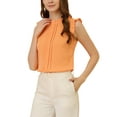 thumbnail image 6 of INSPIRE CHIC Mother's Day Women's Sleeveless Blouse Ruffled Pleated Wear-to-Work Chic Blouse S Orange, 6 of 8