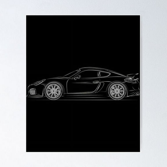 Cayman Gt4 Line Art Poster Wall Art, Modern Wall Decor For Living Room Bedroom, 8x12 UNFRAMED