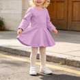 thumbnail image 6 of JUMEYU Baby Girls Ruffled Flannel Long Sleeve Medium Length Solid Color Casual Dress 18 24 Months (Purple,18-24 Months), 6 of 7