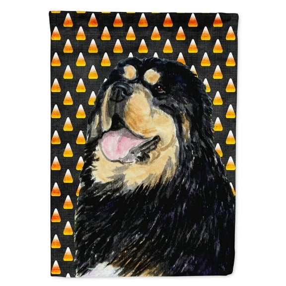 Carolines Treasures SS4305-FLAG-PARENT Tibetan Mastiff Candy Corn Halloween Portrait Flag  multicolor
