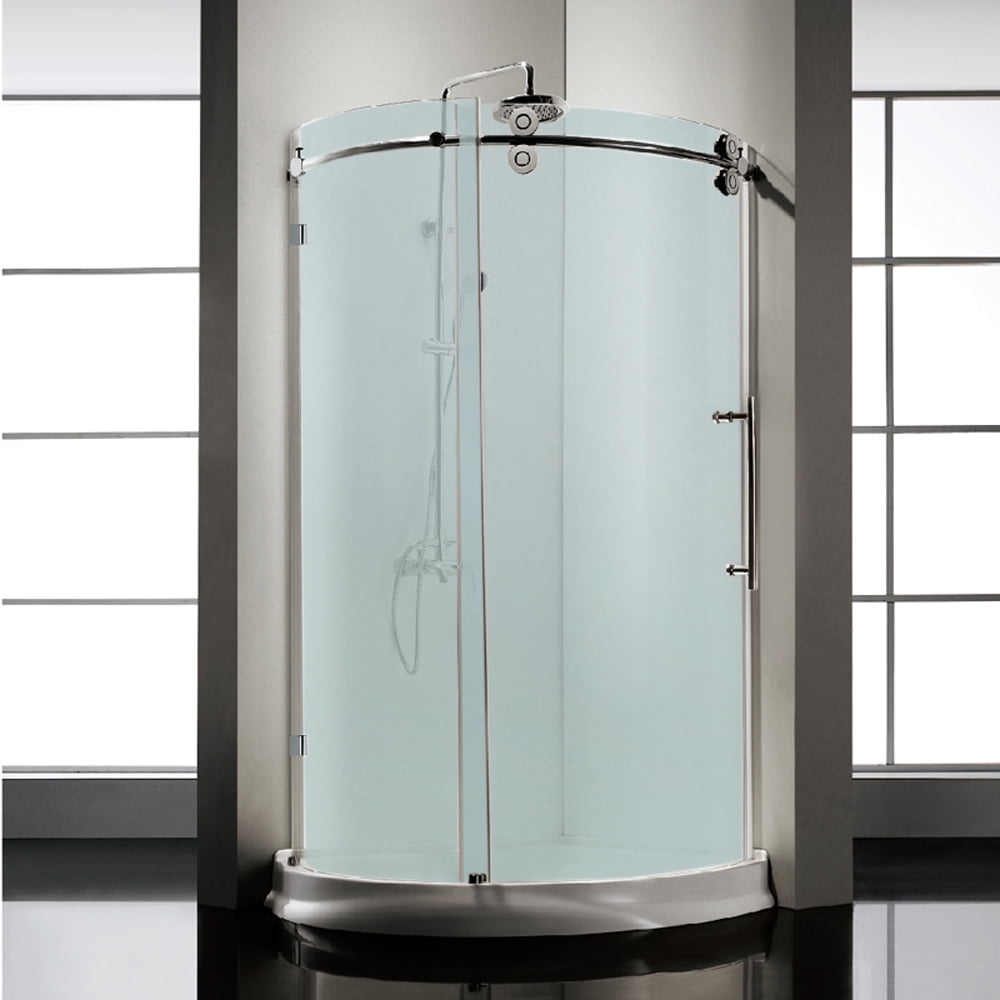 36 In X 79 In Frameless Sliding Frosted Glass Shower Door Enclosure