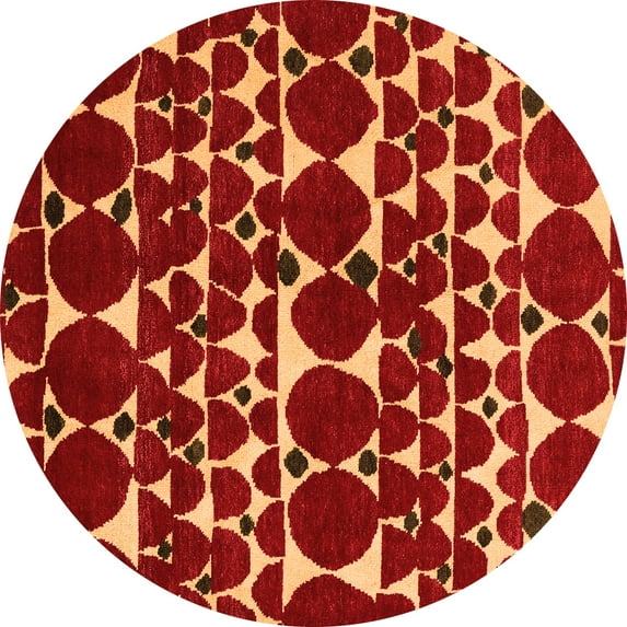 Ahgly Company Indoor Round Abstract Orange Modern Area Rugs, 8' Round