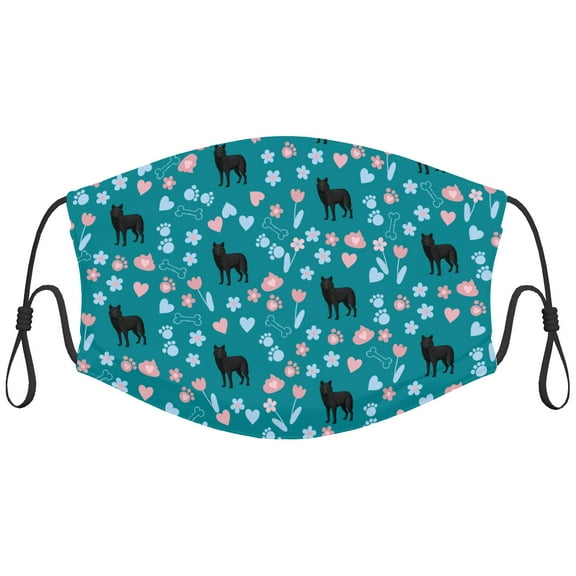 Cute Schipperke Dog Graphic Printed Cloth Face Masks Reusable Washable Adjustable for Adults (1 PCS)