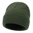 thumbnail image 2 of absanyy Women's Army Green Cuffed Beanie - Nylon Spandex Blend, Warm Stretchy Free Size, Everyday Winter Headwear for Cold Weather, 2 of 3