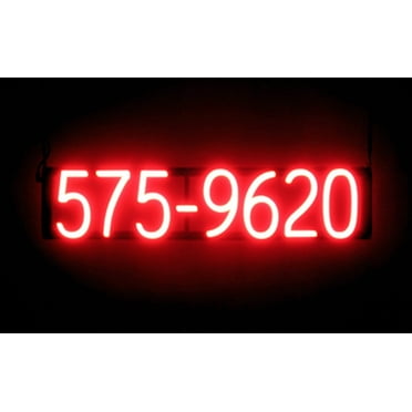 SpellBrite 7 DIGIT PHONE NUMBER LED Sign for Business. 28.3" x 6.3" Red 7 DIGIT PHONE NUMBER Sign Has Neon Sign Look With Energy Efficient LED Light Source. Visible from 500+ Feet, 8 Animations.