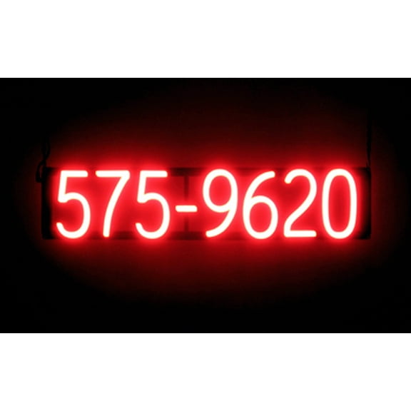 SpellBrite 7 DIGIT PHONE NUMBER LED Sign for Business. 28.3" x 6.3" Red 7 DIGIT PHONE NUMBER Sign Has Neon Sign Look With Energy Efficient LED Light Source. Visible from 500 Feet, 8 Animations.