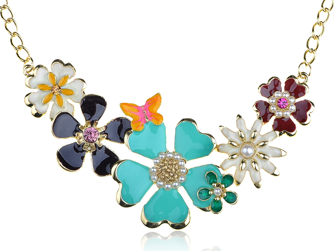 Alilang Women's Shine Rhinestones Gemstone Cluster Flower Floral Statement Adjustable Ring