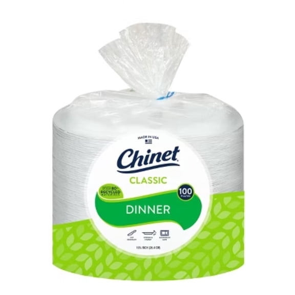 Chinet Classic Dinner Plate - 100ct: Heavy Duty, Microwave-Safe, Paper, Round Shape