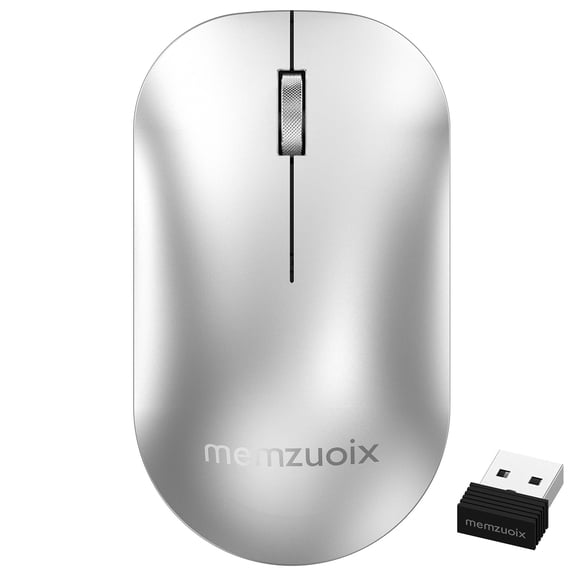 2.4GHz Wireless Mouse, Silent Click Portable Mouse with 1600 DPI Precision Optical Sensor, USB Receiver, Plug and Play Compact Mouse for PC, Laptop, MacBook, Chromebook, Chrome OS, Silver