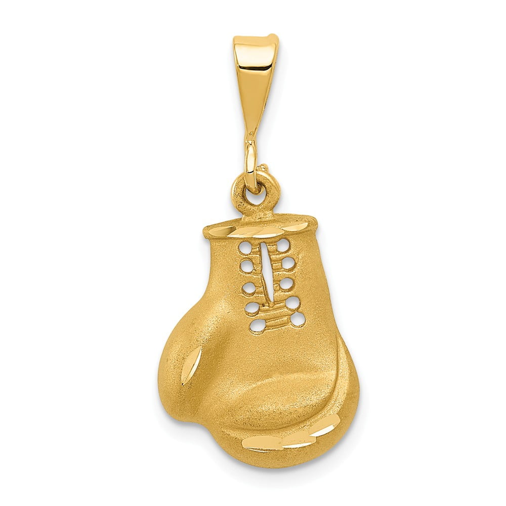 Real 14kt Yellow Gold Boxing Glove Charm Pendant; for Adults and