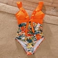 thumbnail image 6 of PatPat Family Matching Orange and All Over Tropical Plant Print Splicing Ruffle One-Piece Swimsuit and Swim Trunks Shorts, 6 of 12