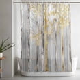thumbnail image 4 of Grey Golden Forest Tree Branches Shower Curtain for Bathroom, Abstract Oil Painting Style Waterproof Shower Curtains Washable Quick Dry with Hooks Bathtub Curtains 36x72IN, 4 of 9