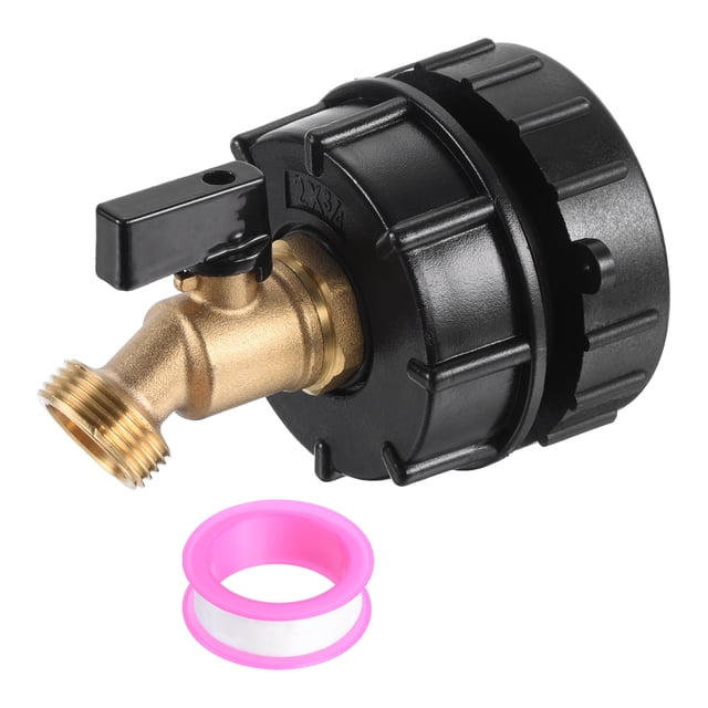 Adaptador de tanque IBC Uxcell de 275-330 galones, rosca fina de 3/4", válvula de grifo de latón de 2.44"