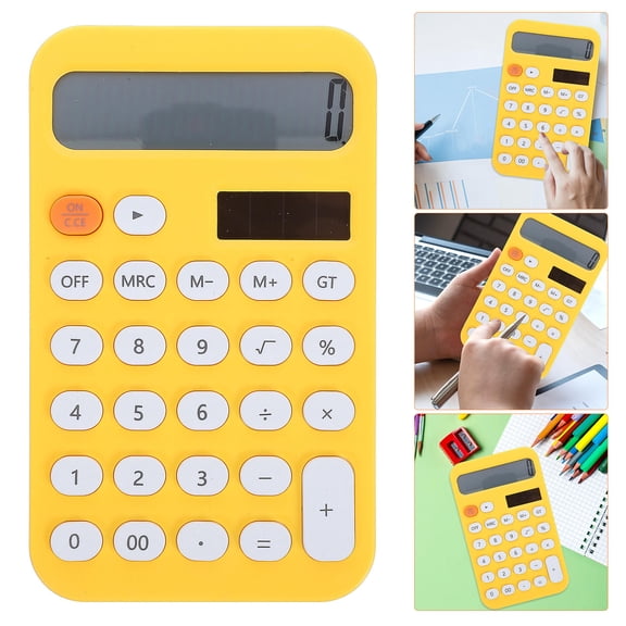 CRILSTYLEO Yellow Portable Basic Desktop Calculator Compact Design for Office, School, and Home Use