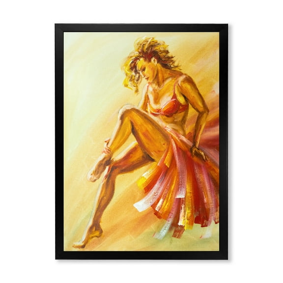 Designart 'Warm Coloured Flamenco Woman Dancer' Modern Framed Art Print