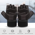 thumbnail image 3 of Guantes de medio dedo BOODUN de piel de ciervo con muñequera para entrenamiento deportivo y fitness (M), 3 of 11