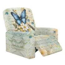 FOR U DESIGNS Butterfly Flower Pattern Recliner Chair Covers Stretch Lazy Boy Recliner Covers Protector with Armrest, Reusable Reclining Slipcovers with Storage Pocket