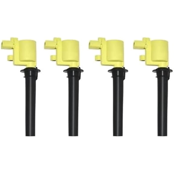 Yellow Ignition Coil Pack Replacement 4PCS for Aston Martin DB9 V8 4.2L 4.3L 4.7L 2005, 6G33‑12A366‑CA, Stable Spark