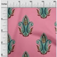 thumbnail image 1 of oneOone Cotton Poplin Medium Pink Fabric Leaves & Paisley Block Craft Projects Decor Fabric Printed By The Yard 56 Inch Wide, 1 of 4