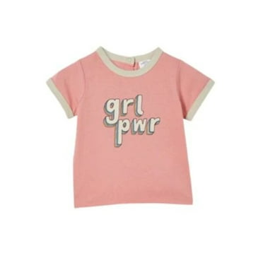 COTTON ON Baby Girls Joey Short Sleeve R Earth Clay, Girl Power 6-12 months