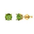 thumbnail image 2 of 1 Ct Round Cut Studs Green Natural Peridot 18K Yellow Solid Solid Gold Everyday Dainty Earrings Push Back, 2 of 7