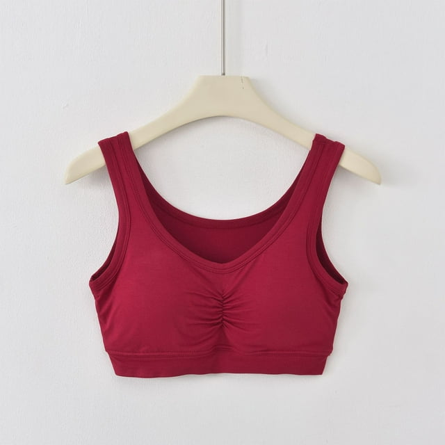 YUTK Strapless Bras - Women's Solid Color Seamless Underwear without Steel Rims Detachable Chest Sagging Wave Pattern Bra Wine Xl