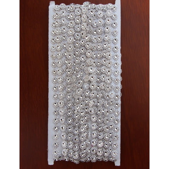 Daisy Flower Rhinestone Trim Strand, 9mm, 10-yard, Silver