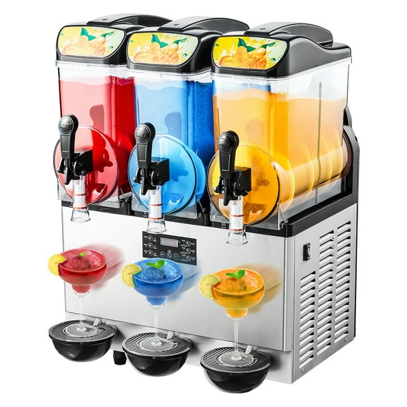 KFFKFF 15Lx3 Commercial Slush Machine Margarita Granita Maker Frozen Drink Machine Stainless Steel
