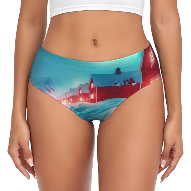Balery Aurora Borealis Village Ropa Interior de Algodón para Mujer con Dibujo – Braguitas Cómodas y Elásticas, Estilo Clásico-Small