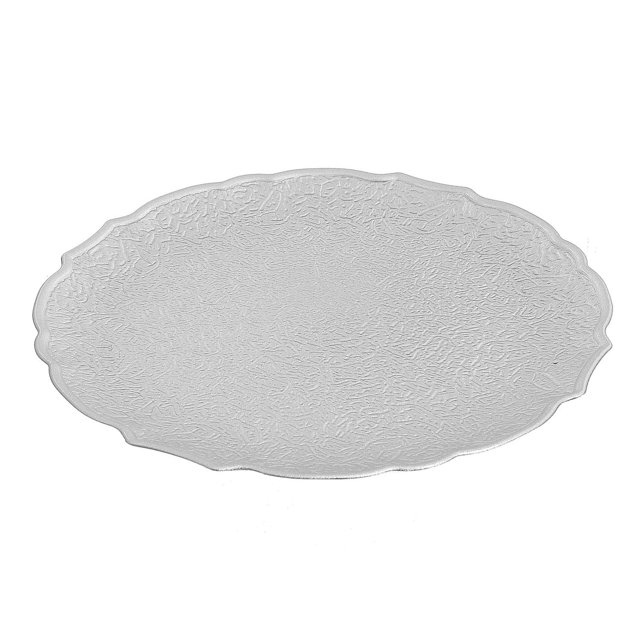 Plaque De Service Rond (Texturé) (Argent) (13" ) - Set of 6