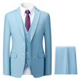 thumbnail image 3 of Traje de hombre de 3 piezas casual de negocios con solapa con muesca, ajuste regular, traje de boda, chaqueta, chaleco, pantalones, XXL, 3 of 4