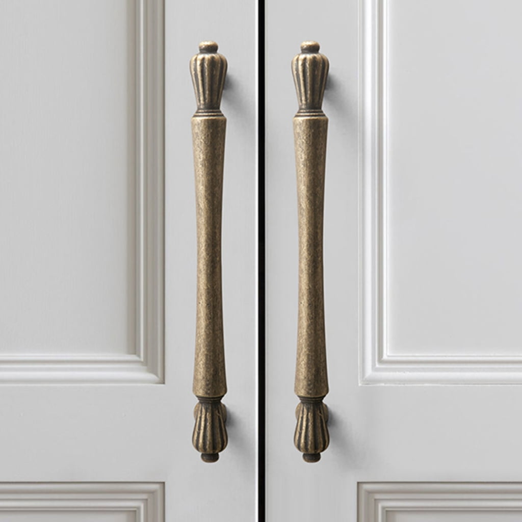 Tibvox 4pcs Antique Brass Drawer Pulls Cabinet Handle set for Kitchen & Bathroom Use