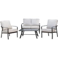 thumbnail image 4 of Hanover Cortino 4-Piece Commercial-Grade Patio Seating Set with 2 Cushioned Club Chairs, Loveseat, and Slat-Top Coffee Table, 4 of 10