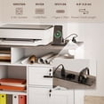 thumbnail image 3 of Support Mobile pour Imprimante avec Station de Recharge, Classeur Verrouillable Blanc avec 2 Tiroirs et Ports USB, Chariot de Rangement Roulant pour Dossiers A4/Letter, Bureau à Domicile, 40,6 Pouces L x 26,2 Pouces H, 3 of 7