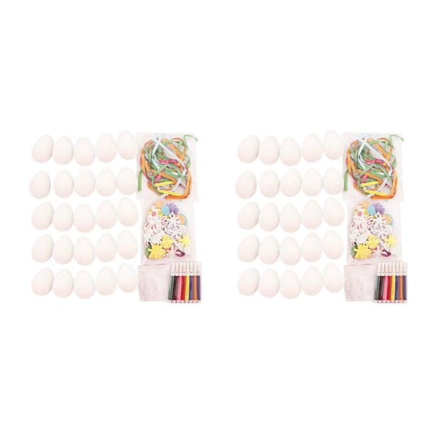 Bewildely Kit de artesanía de huevos de Pascua DIY, adorno colgante de pintura para decoración de fiesta infantil Tipo 1 2piezas