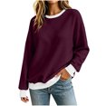 thumbnail image 5 of Chiccall Women's Fleece Crewneck Sweatshirt, Long Sleeve Loose Fit Pullover Casual Tops for Women, 5 of 9