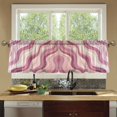 thumbnail image 4 of Yayeee Kitchen Curtains Tier Set of 2 Light Filtering 57"x24" Over Sink Window Panels, Pink Brown Pattern, 4 of 7