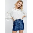 thumbnail image 4 of Cute Floral Mesh Lace Accent Yoke Crochet Detailed Tie-back Bell Sleeve Blouse Top, 4 of 5