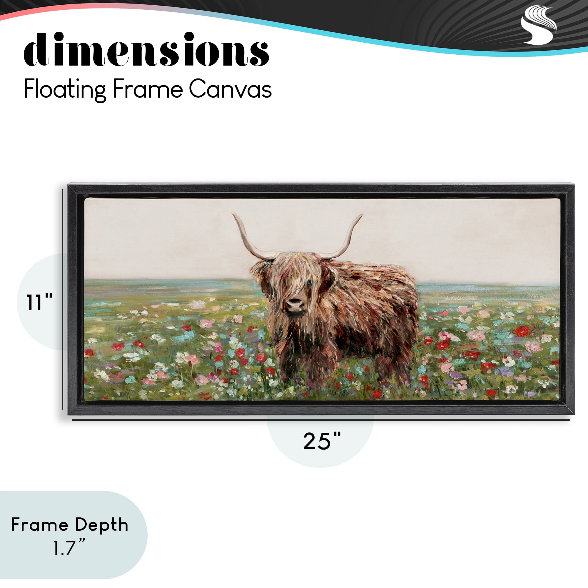 Stupell Industries Grazing In Poppy Field Black Framed Floater Canvas Wall Art, design by Sally Swatland